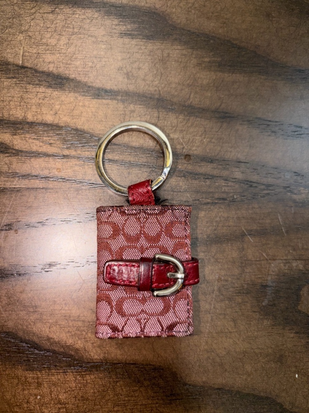 Coach Jacquard Vintage Red Signature Mini Photobook Keychain